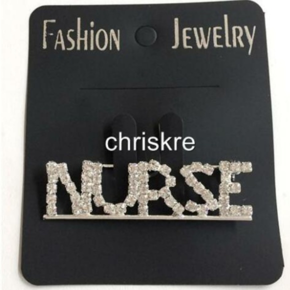Silver Crystal NURSE Nursing Pin Brooch RN LPN CNA - Picture 5 of 5